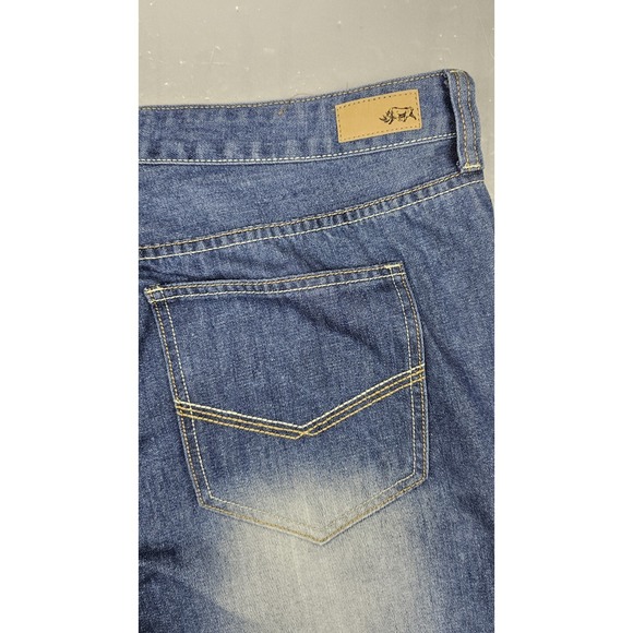 Y2K Ecko Unltd Jeans Mens 38x32 Regular Fit Straight Leg Denim Whisker Fade - Picture 6 of 7